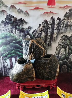 特惠泰山平安石筒石臼笔筒花盆筷子筒 天然原石雕刻 泰山发货