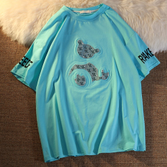 Real shot cotton net red same short sleeve T-shirt women's summer 2021 new hot drill round neck medium length top large women's wear