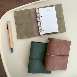 A6A7M5羊巴皮活页本复古便携迷你笔记本记事本随身手账本空白内芯