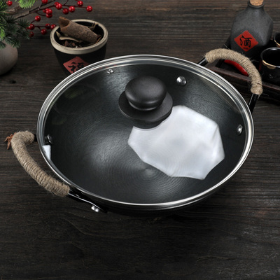梁氏父子铸铁24cm炒锅
