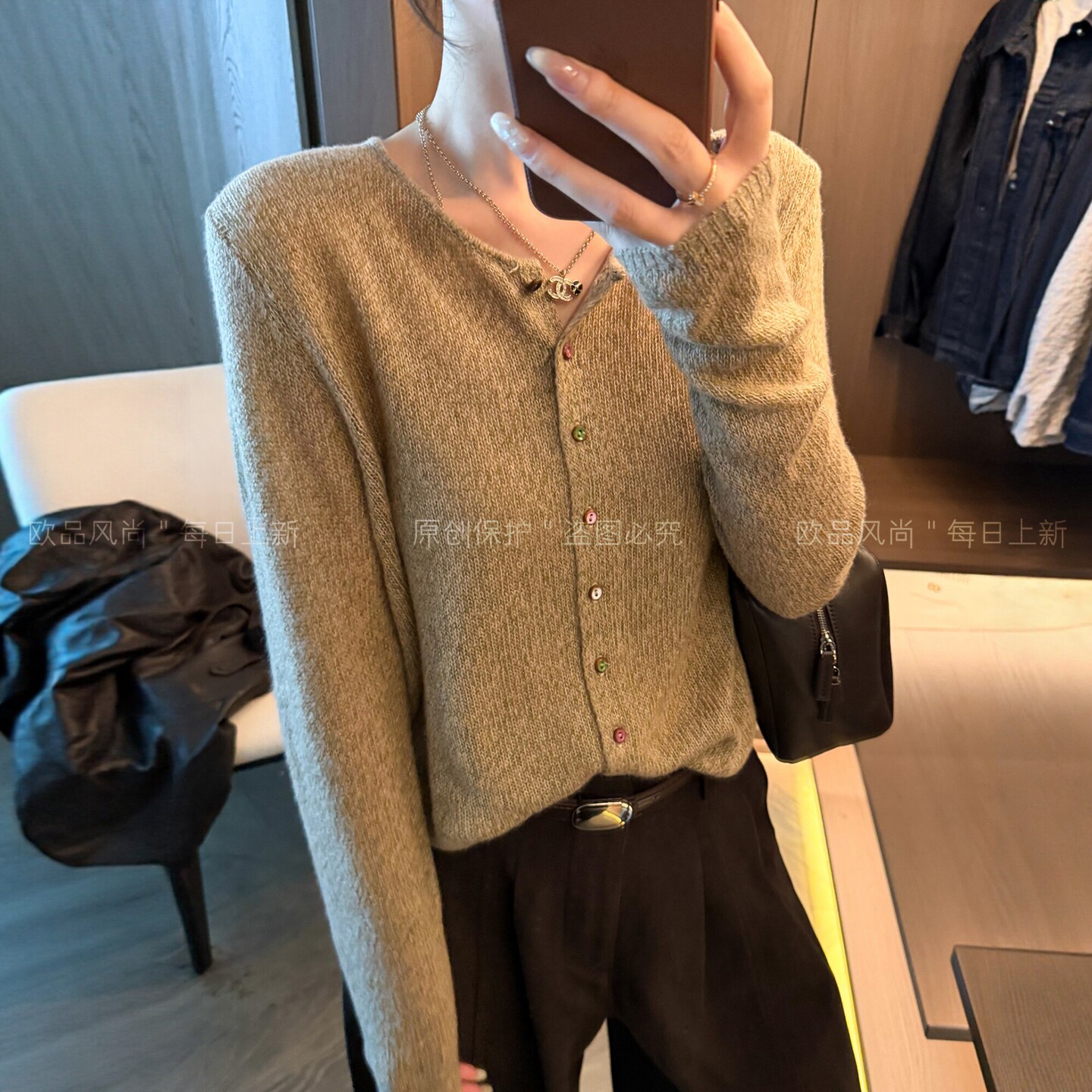 复古杂线莱赛尔绵羊毛针织开衫女欧洲站2026早秋新款欧货女装毛衣