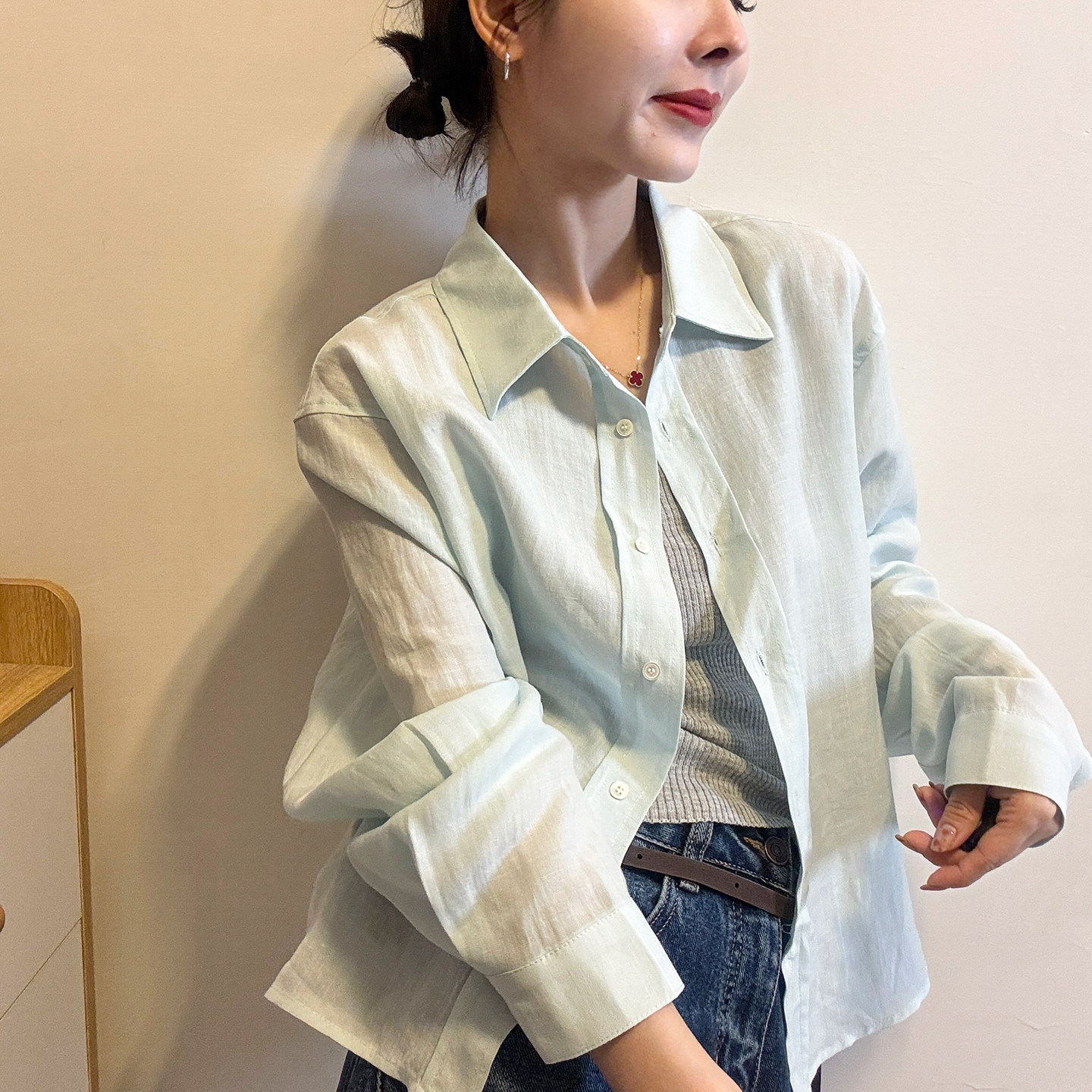 复古翻领麻料衬衫吊带背心两件套上衣女欧洲站2026春装新款欧货潮