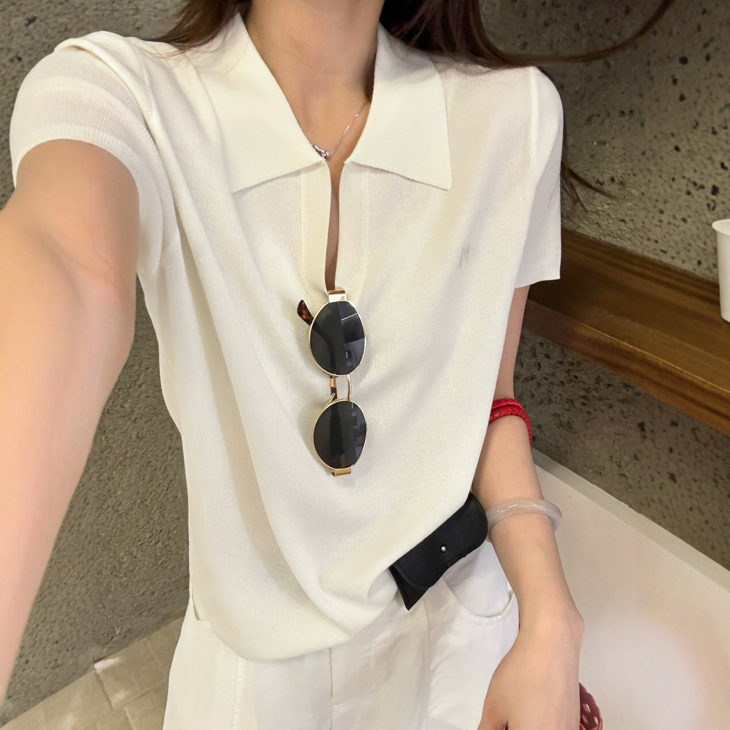 POLO领刺绣冰丝针织衫女欧洲站2026夏季新款欧货女装薄款打底衫潮