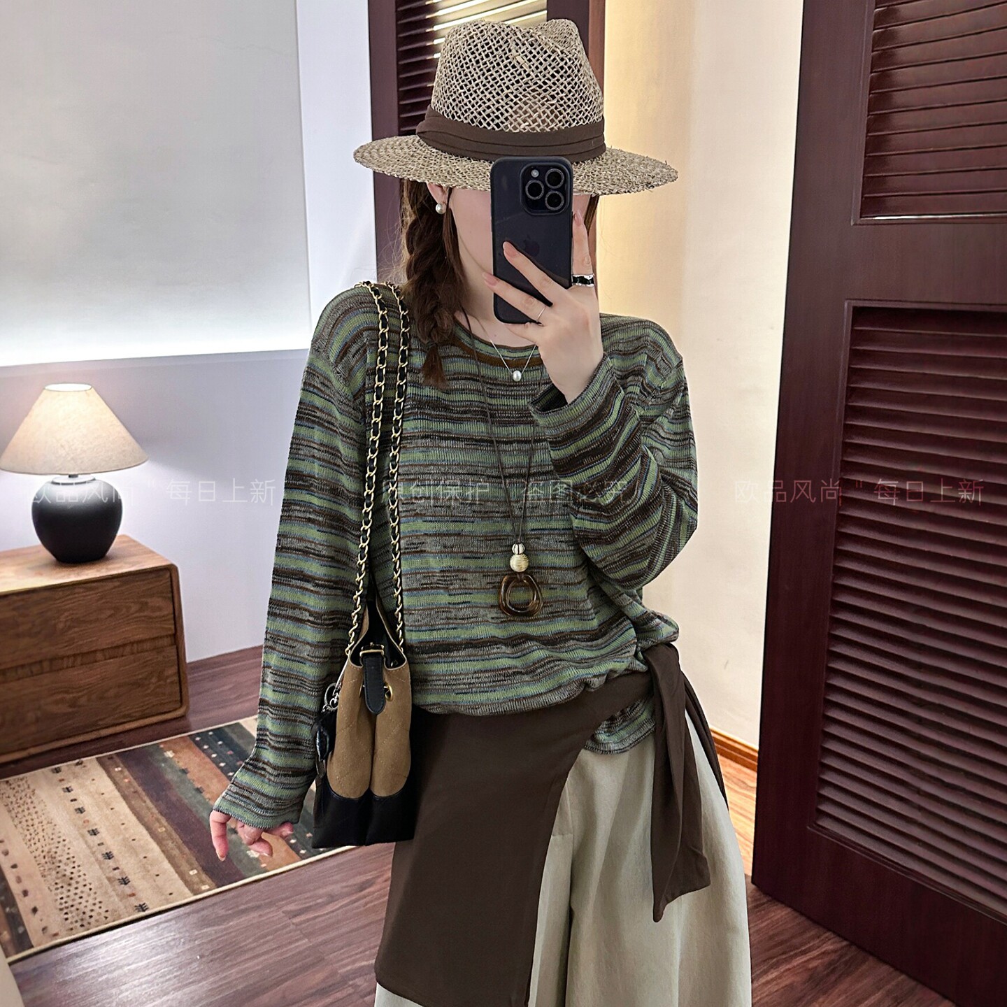 彩色条纹羊毛针织衫女欧洲站上衣