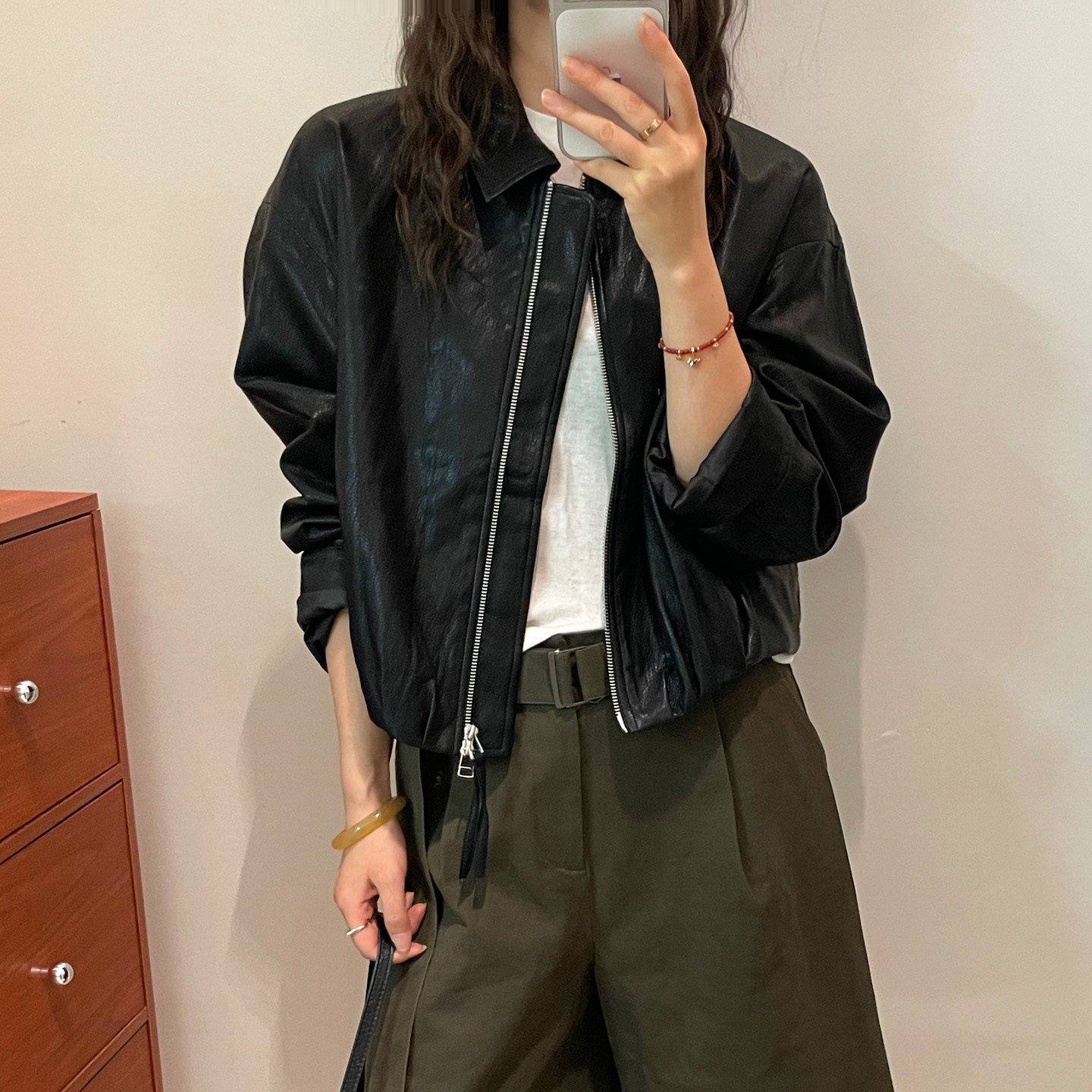 蛋白皮PU皮衣外套夹克女欧洲站