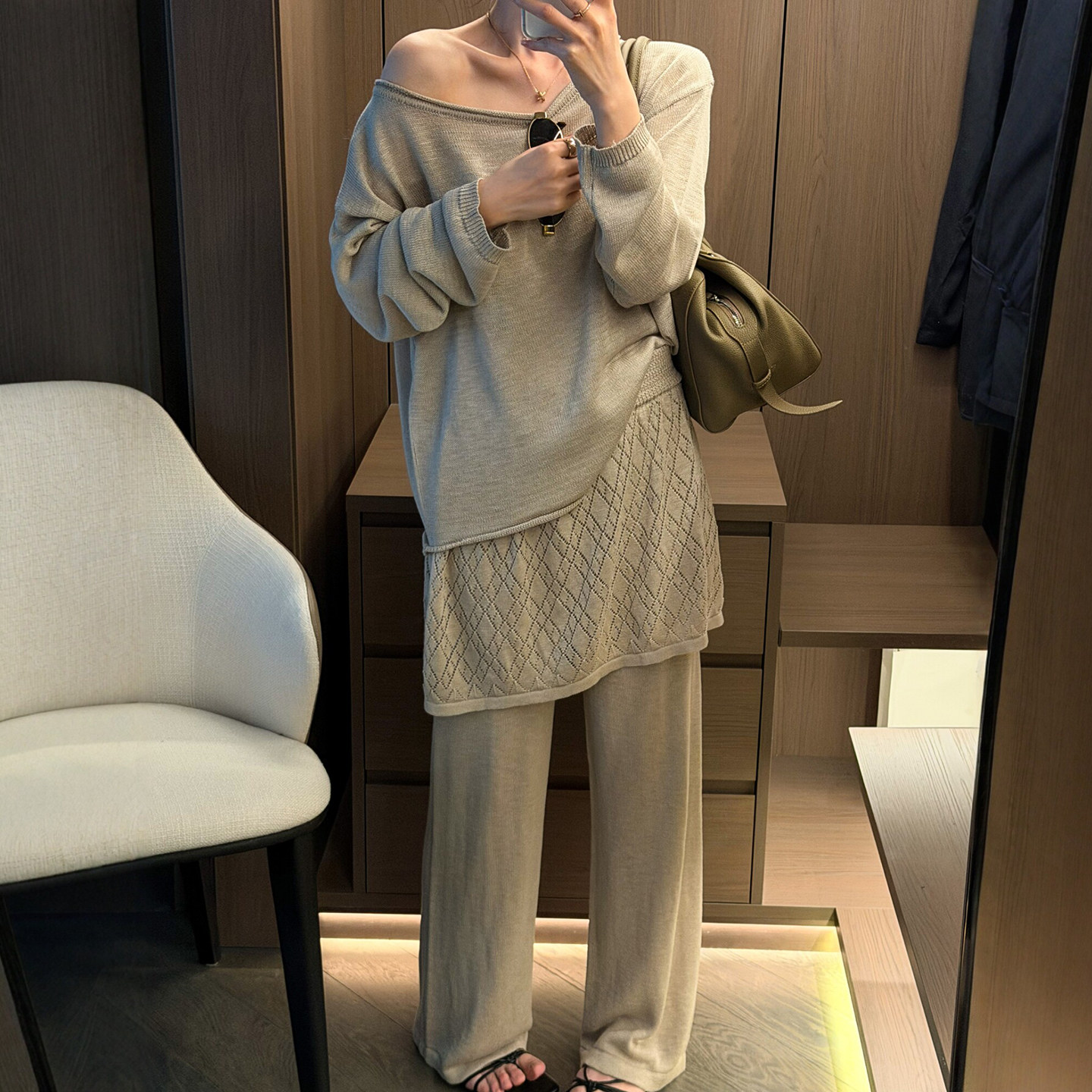 复古卷边针织衫阔腿裤两件套套装女欧洲站2026春装新款欧货女装潮