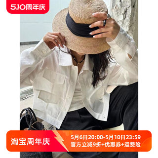 工装翻领防晒衬衫女欧洲站早春2024新款欧货女装设计感洋气上衣潮