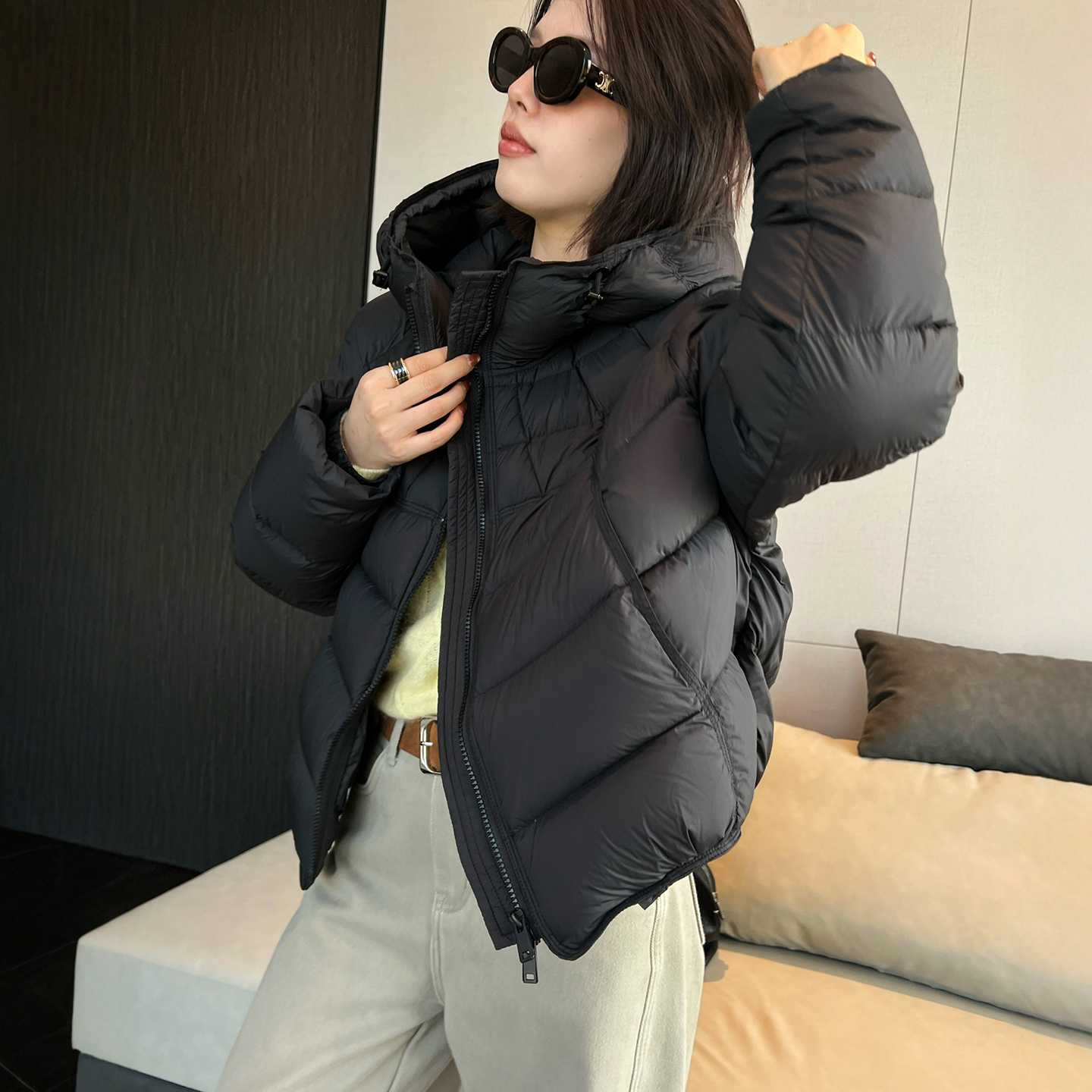 复古连帽面包羽绒服女欧洲站外套