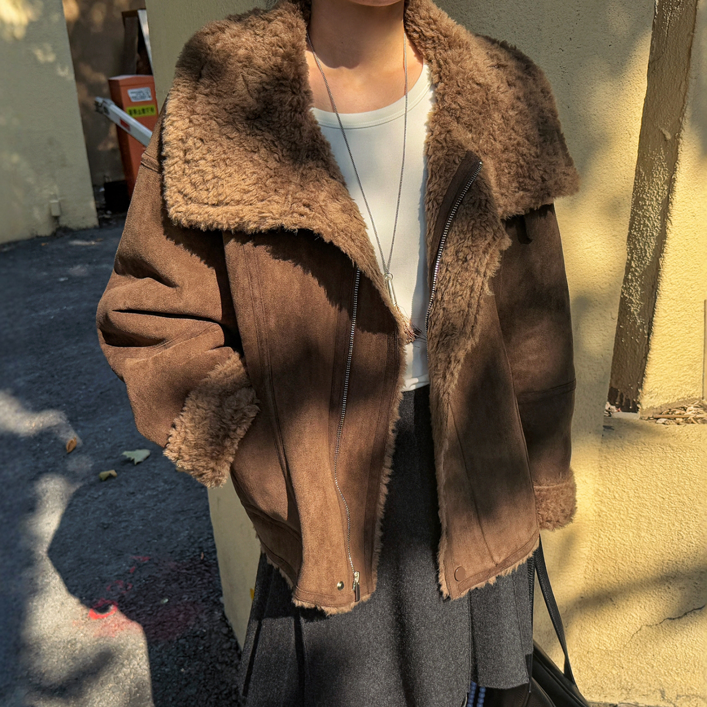 羊羔毛皮毛一体外套女欧洲站外套