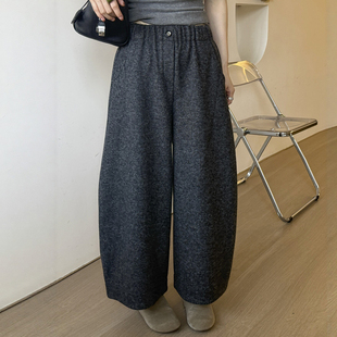 复古羊毛呢西装阔腿裤女欧洲站2025冬装新款欧货女装时尚九分裤潮