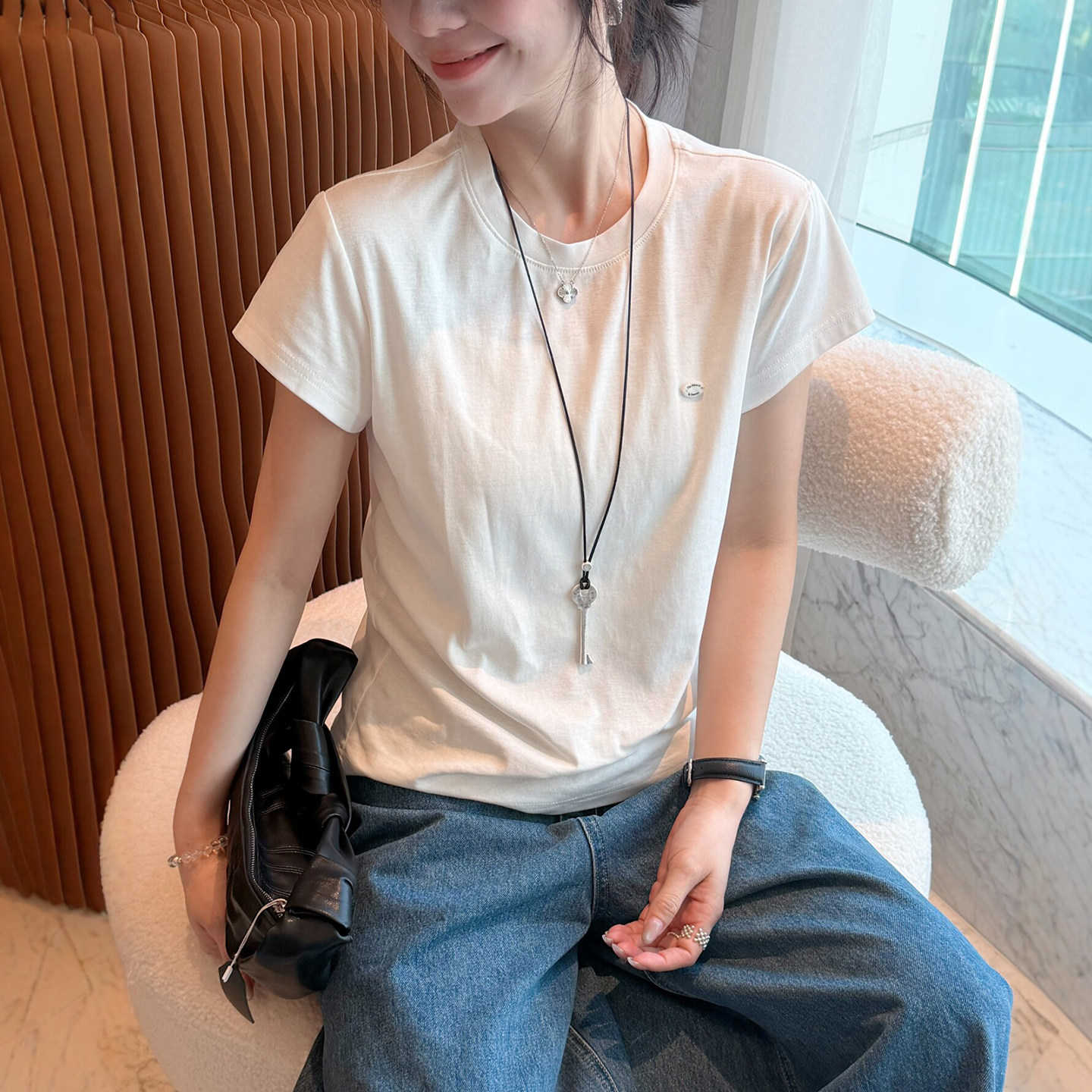 贝壳扣修身短袖T恤女欧洲站2026春装新款欧货女装时尚打底小衫潮