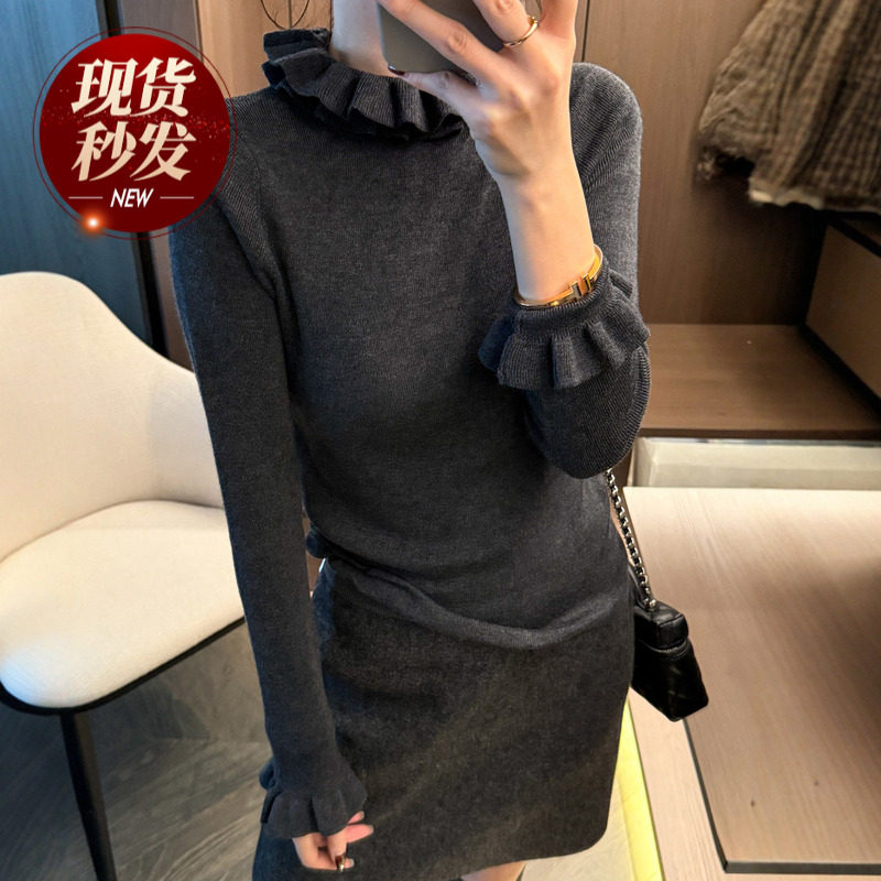 木耳边拼接羊毛针织衫女欧洲站2025冬装新款欧货女装喇叭袖毛衣潮,女装/女士精品,毛针织衫,淘宝优惠券,粉丝福利购,淘宝优惠卷