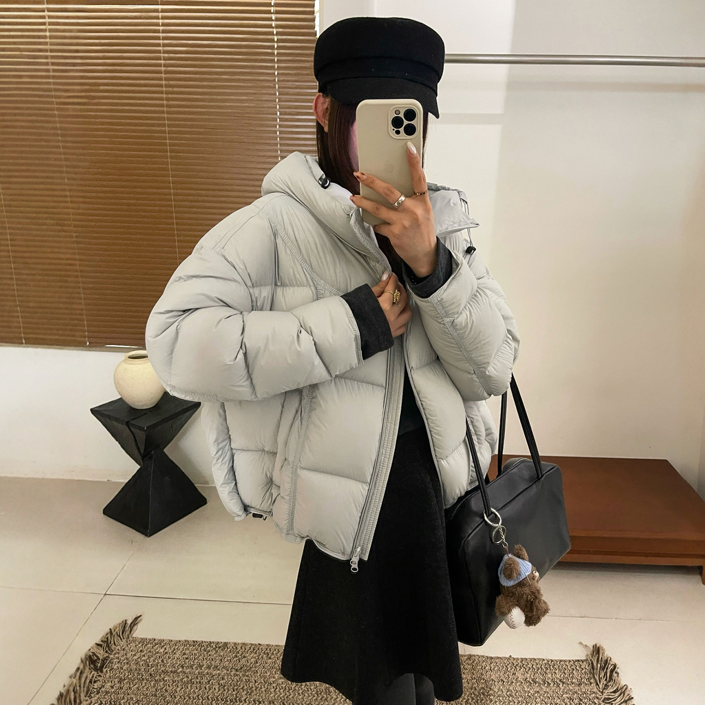 复古连帽面包羽绒服女欧洲站外套