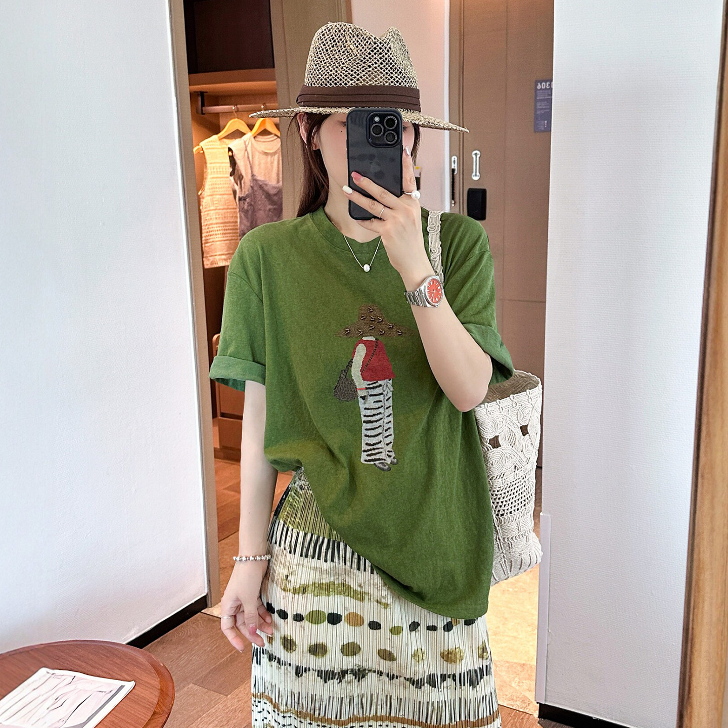 手工钉珠印花短袖T恤女欧洲站2026夏季新款欧货女装INS网红上衣潮
