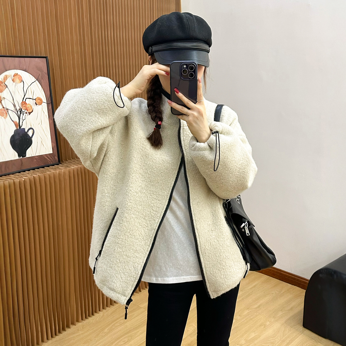 羊羔毛立领羽绒服外套女欧货外套