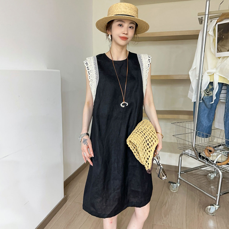 假两件飞飞袖直筒连衣裙女欧洲站2025夏装新款欧货女装A字裙子潮