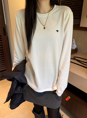 小羊刺绣大版加绒长袖T恤女欧货