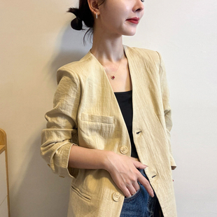 高级感V领西装外套女欧洲站2026夏装新款欧货女装时尚休闲西服潮