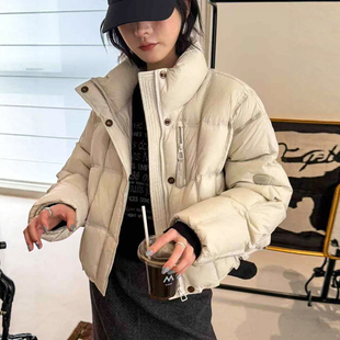 加厚外套潮 欧货女装 贴标徽章鹅绒面包羽绒服女欧洲站2025冬装 新款