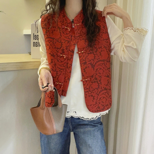 无袖 新中式 欧货女装 新款 外套潮 国风盘扣马甲外套女欧洲站2025冬装