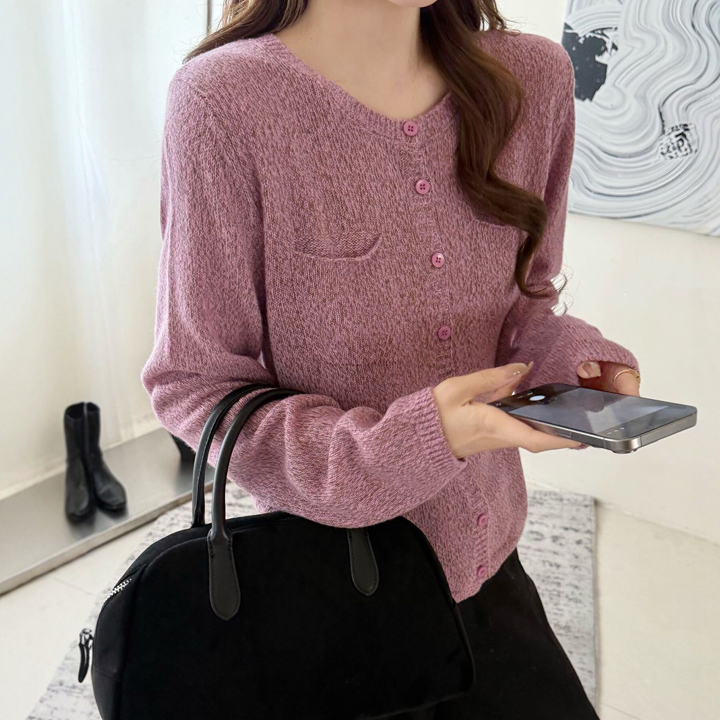 复古花纱山羊绒针织开衫女欧洲站