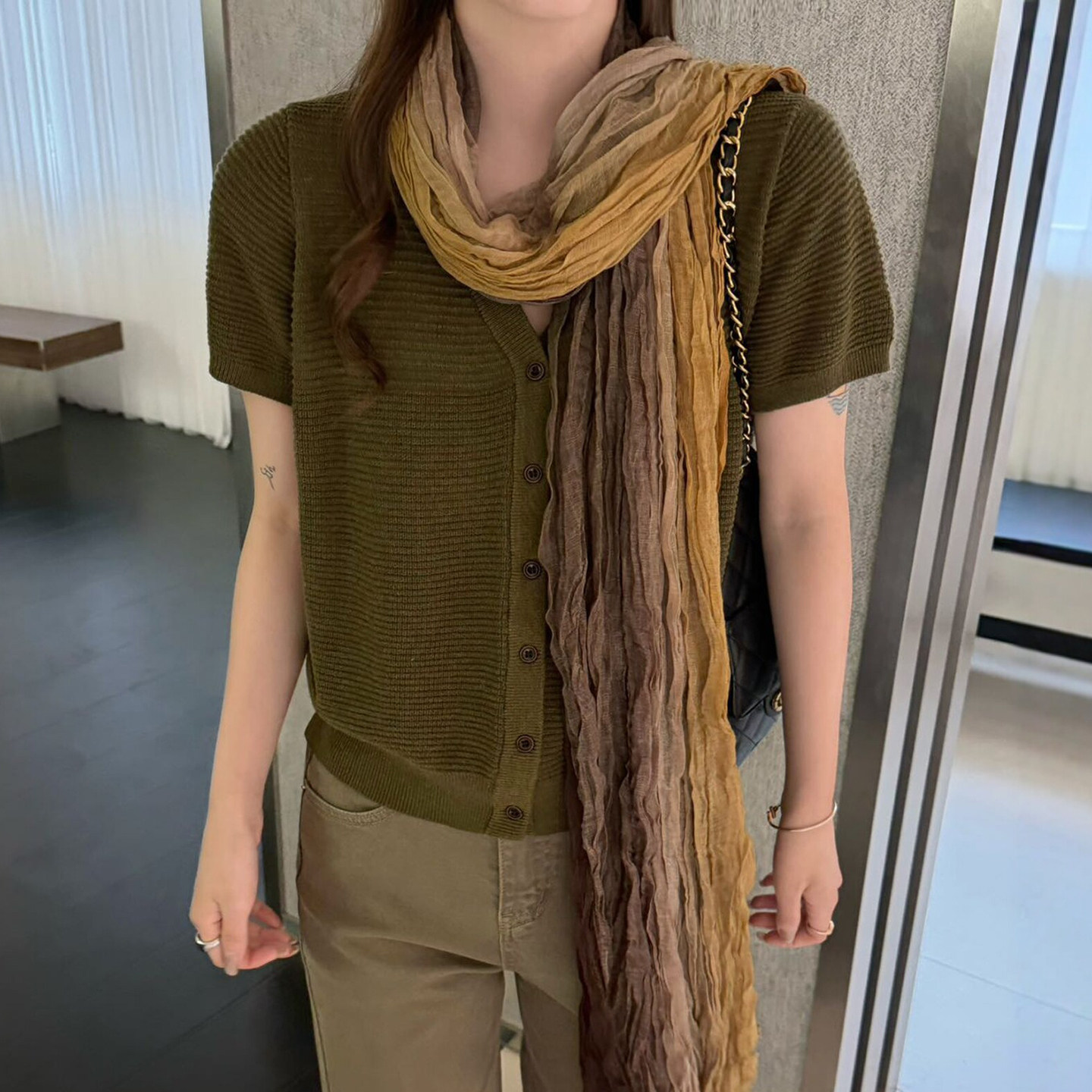 配丝巾绵羊毛针织开衫女欧货外套