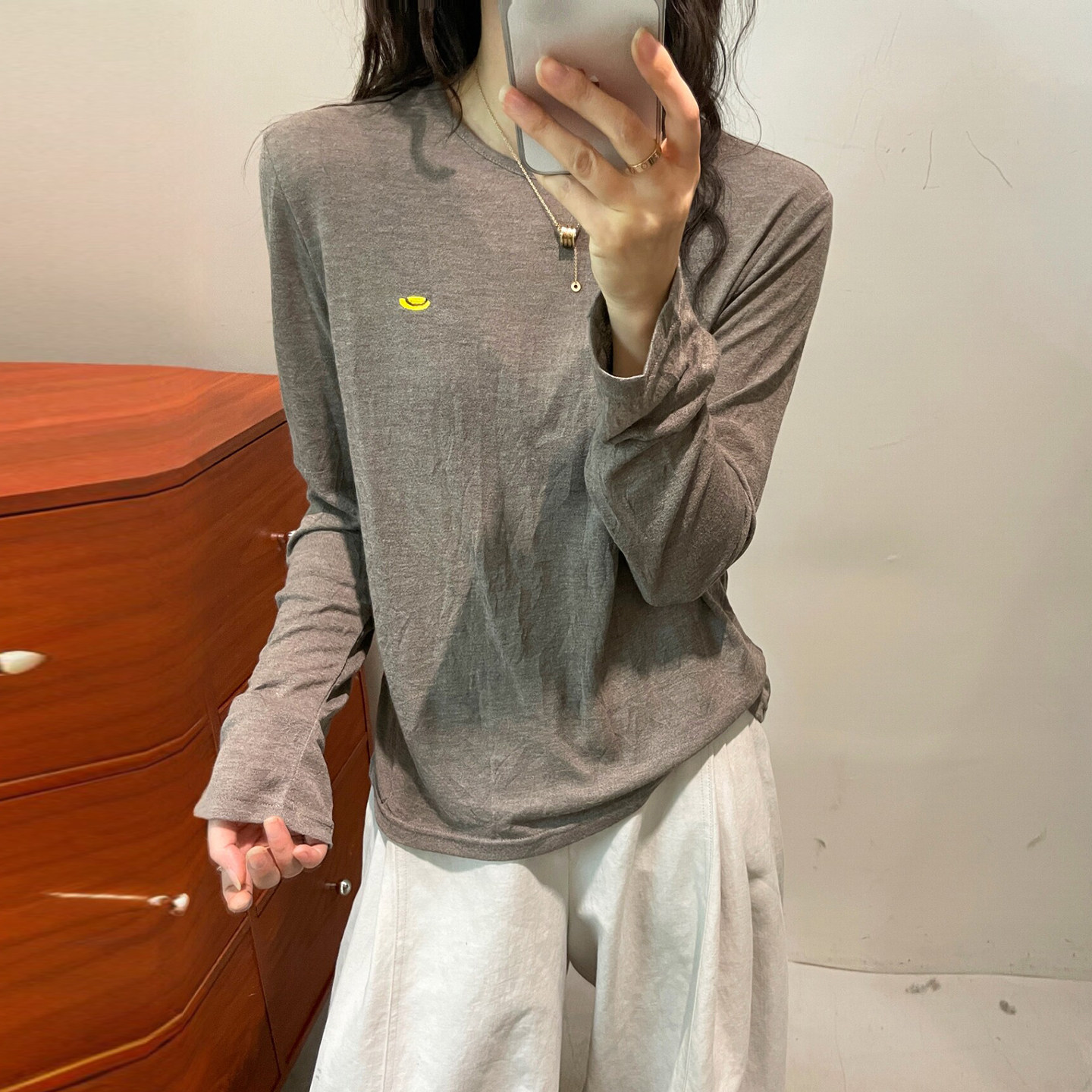 铜氨丝羊毛面膜长袖T恤女欧洲站