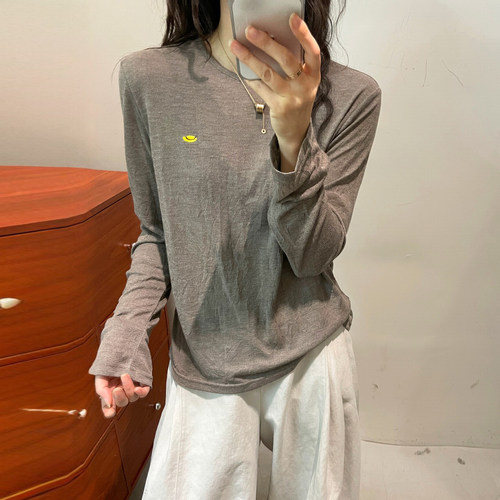 铜氨丝羊毛面膜长袖T恤女欧洲站