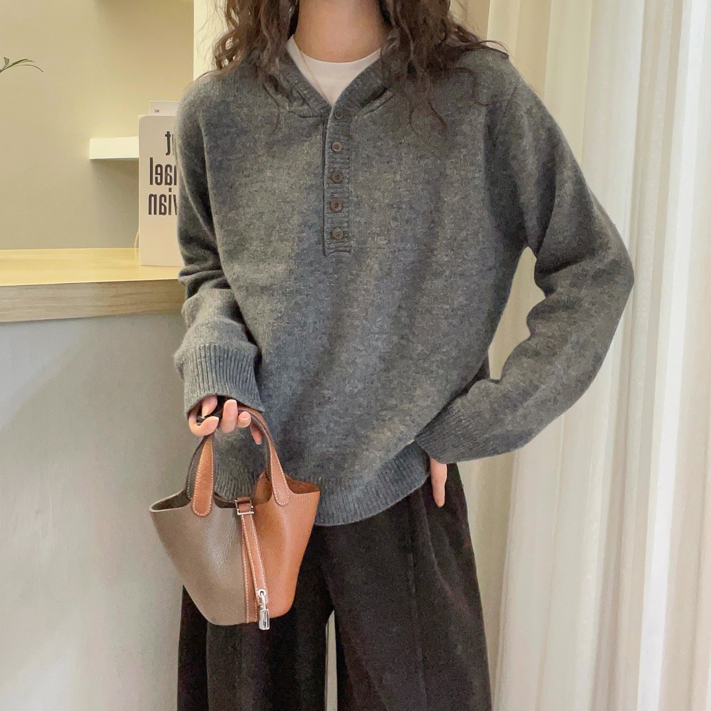 复古连帽山羊绒针织衫女欧洲站潮