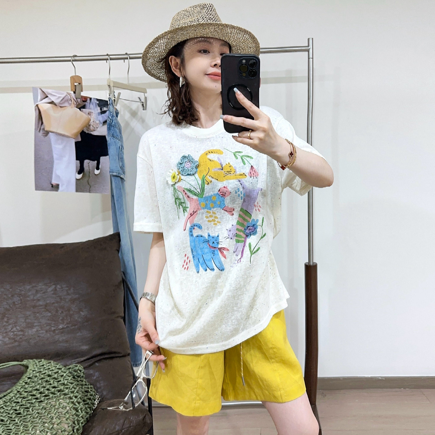 卡通印花面膜短袖T恤女欧洲站2026夏季新款欧货女装宽松打底衫潮