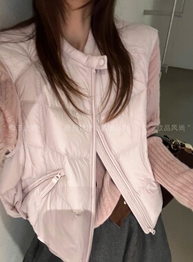 白鸭绒面包羽绒马甲外套女欧洲站