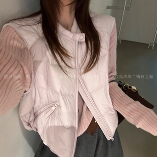 白鸭绒面包羽绒马甲外套女欧洲站2026秋季新款欧货女装短款羽绒服