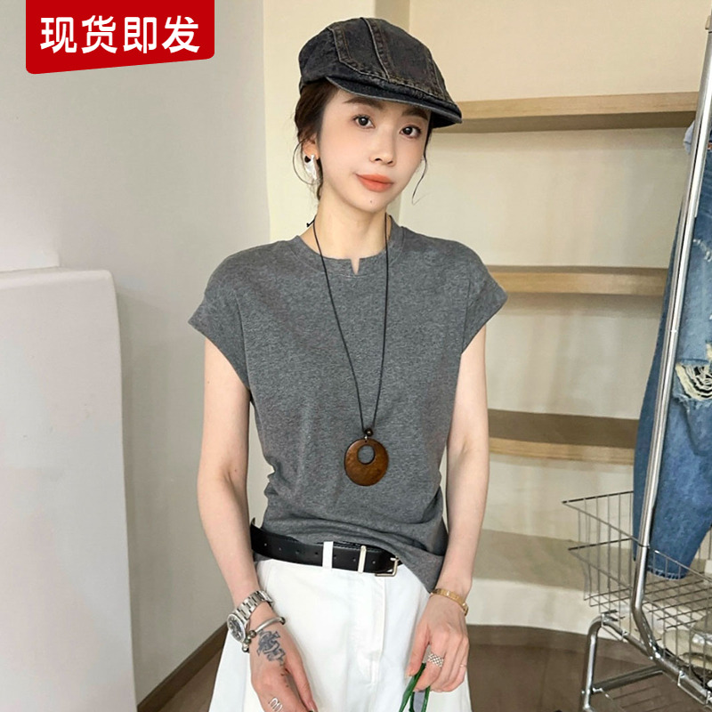 飞飞袖修身短袖T恤女欧洲站2025夏装新款欧货女装时尚显瘦上衣潮