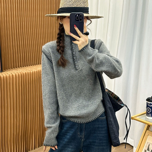 欧货女装 新款 打底毛衣潮 女欧洲站2025冬装 假两件高领山羊绒针织衫