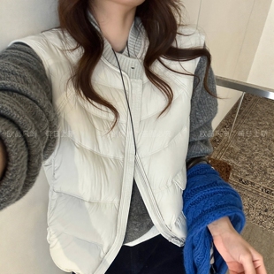 90白鸭绒针织立领羽绒马甲女欧洲站2026秋季新款欧货女装羽绒服潮