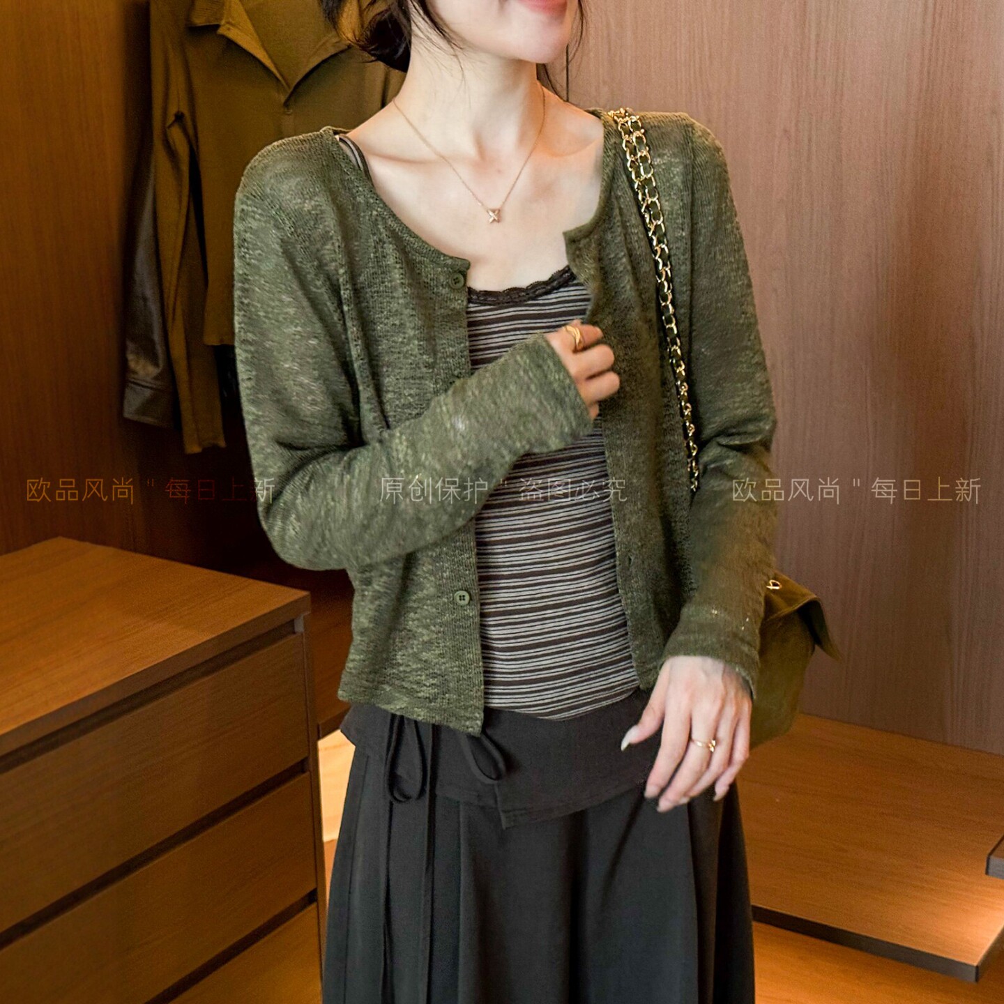 背心针织开衫两件套上衣女欧洲站