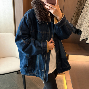 羊卷毛领牛仔羽绒服外套女欧洲站2025冬装新款欧货女装时尚上衣潮