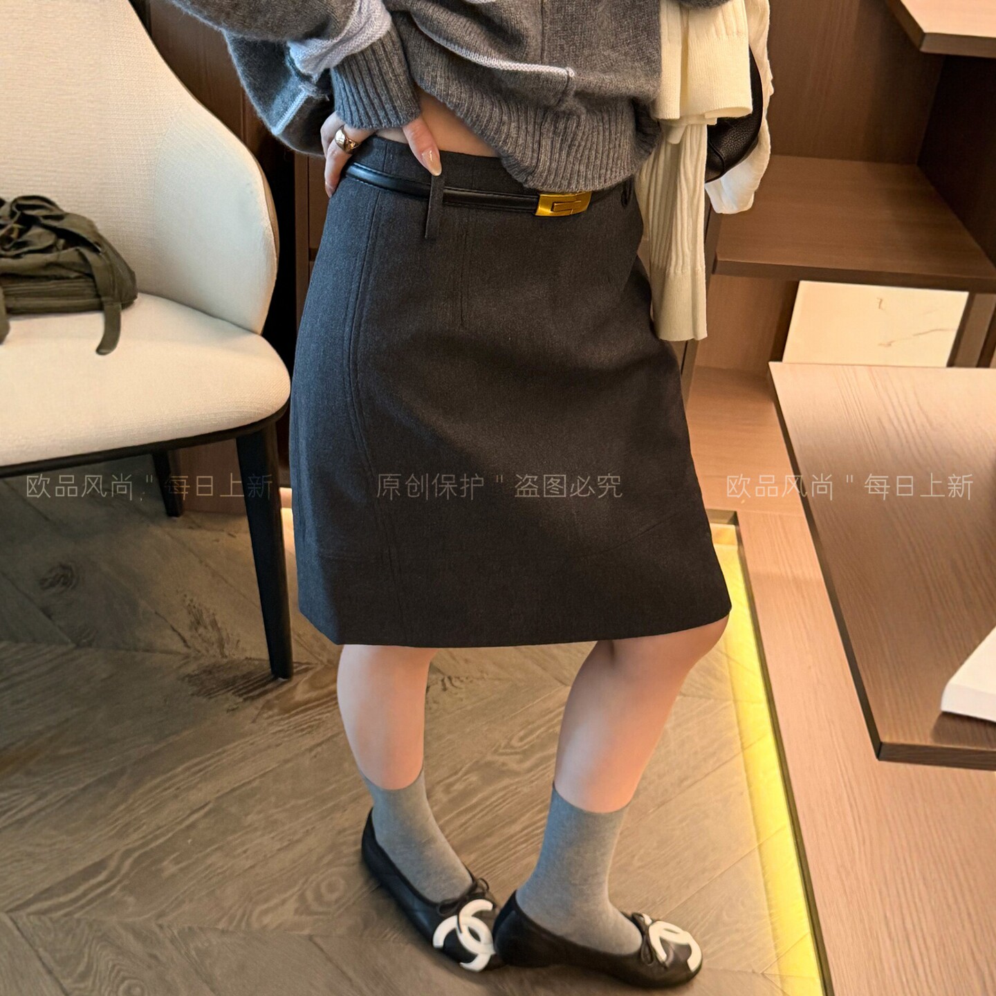 复古A字西装半身裙女欧洲站裙子