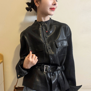 复古收腰蛋白皮PU皮衣外套女欧洲站2026春装新款欧货女装机车服潮