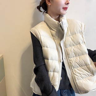 羽绒服潮 欧货女装 假两件白鸭绒羽绒马甲外套女欧洲站2025冬装 新款