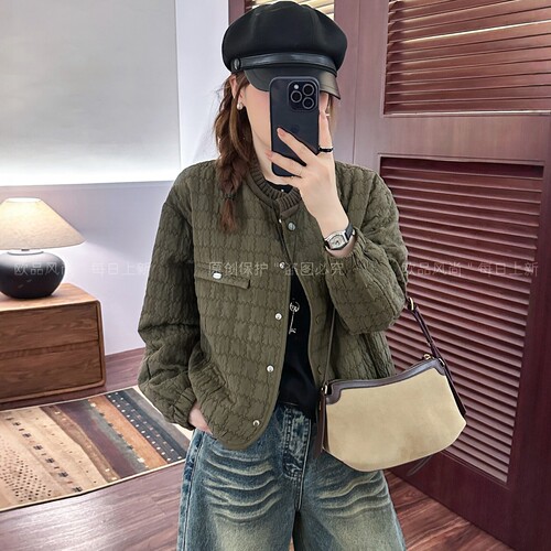 复古压格立领棒球服外套女欧洲站