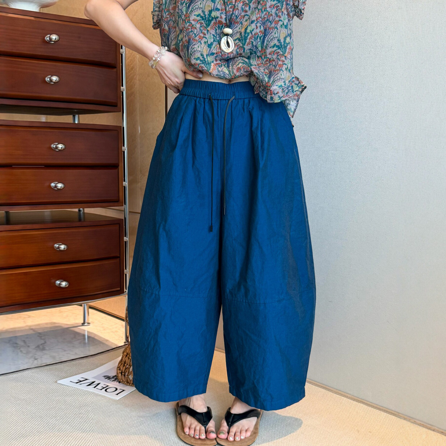 复古弯刀匹马棉九分阔腿裤女欧洲站2026夏季新款欧货女装休闲裤潮