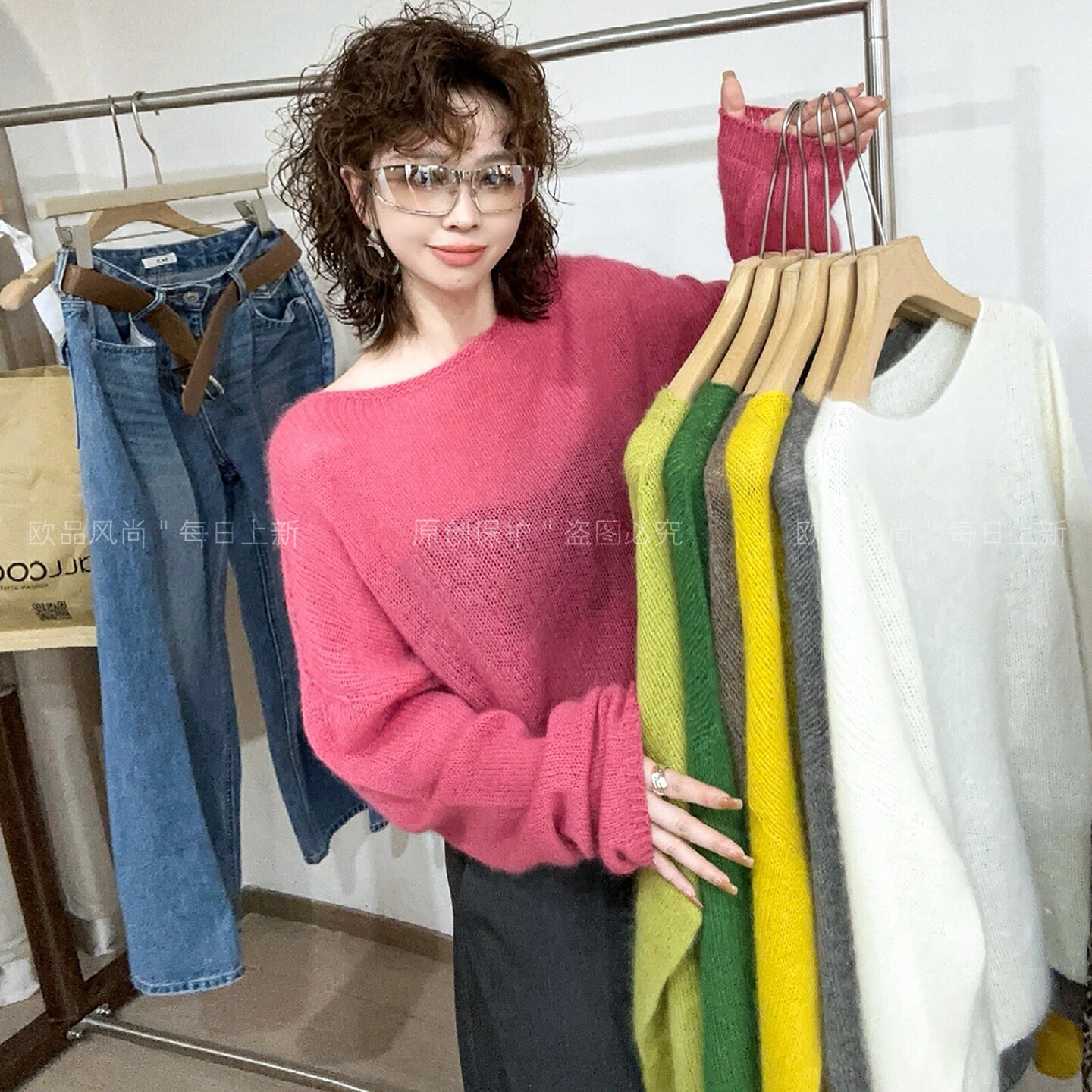 糖果色山羊绒针织衫女欧货打底衫