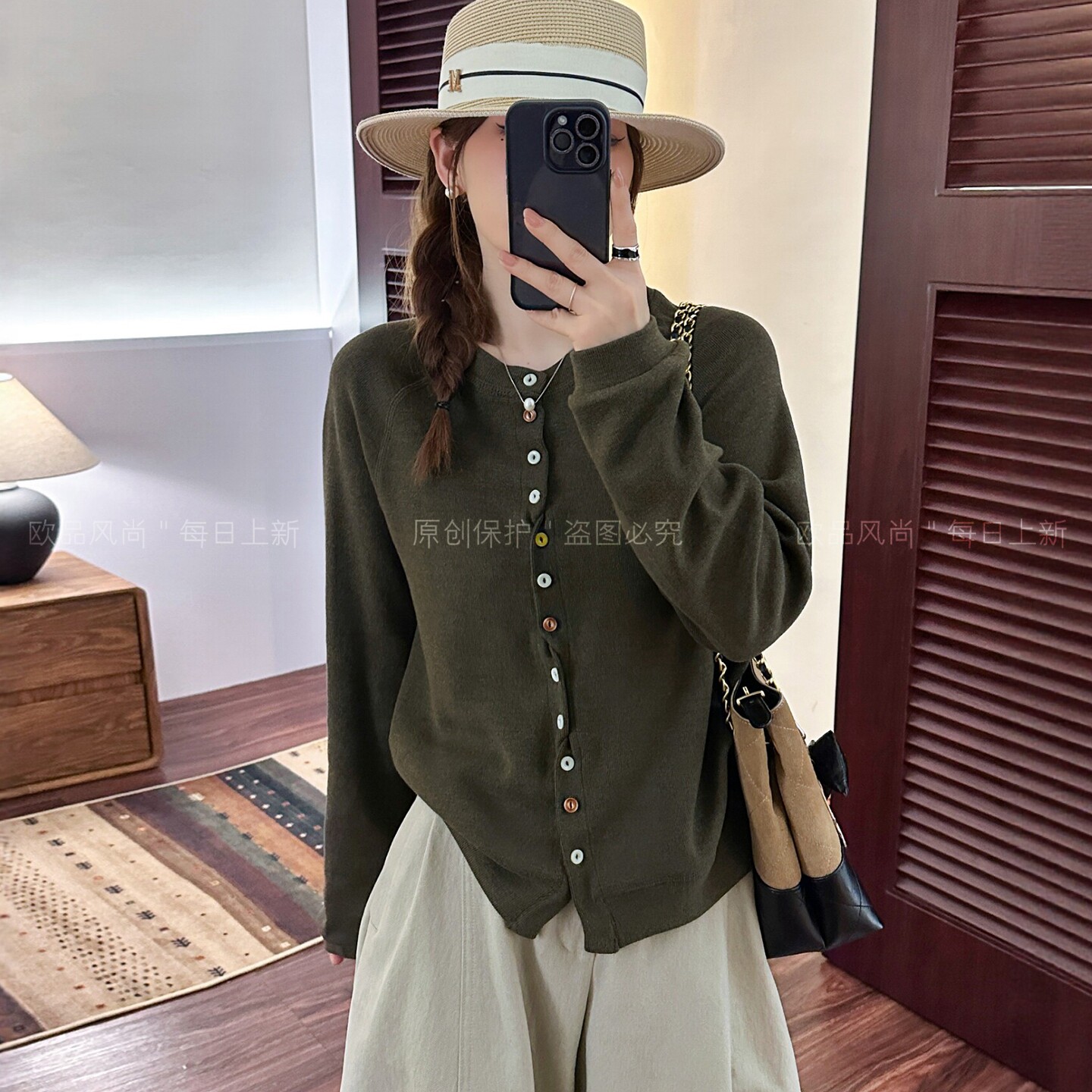 彩色纽扣羊毛针织开衫女欧洲站潮