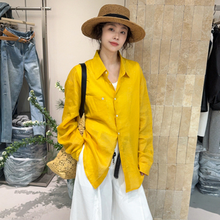 贝壳扣休闲麻料衬衫女欧洲站2026春装新款欧货女装时尚洋气小衫潮