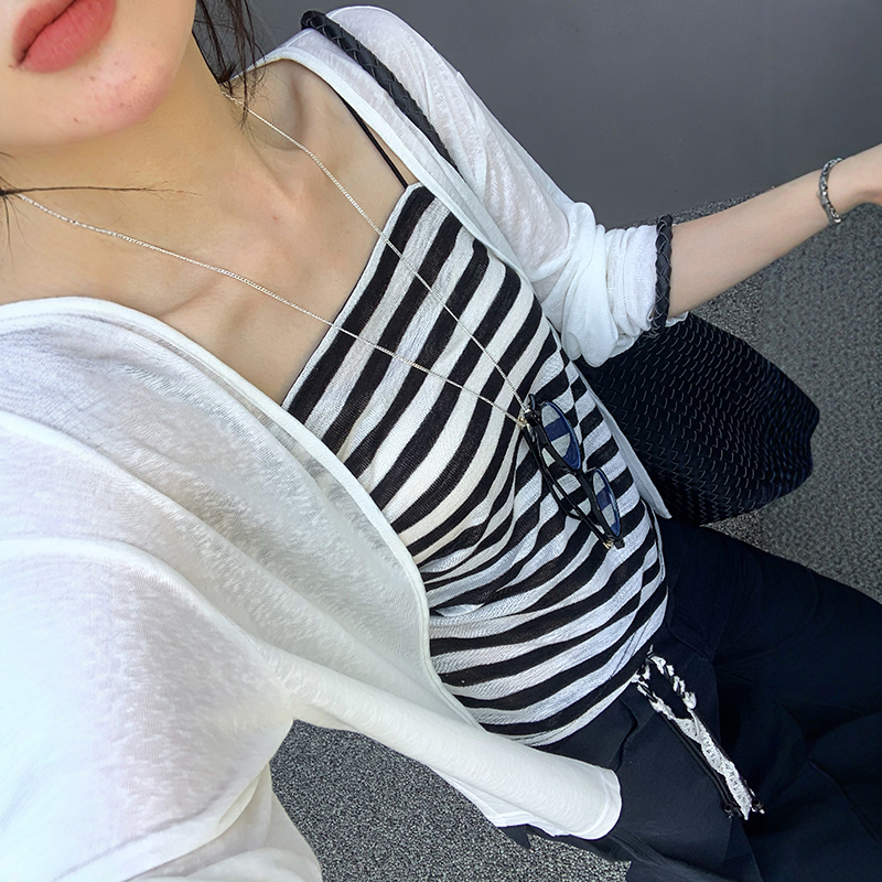 天丝面膜开衫吊带背心两件套上衣女欧洲站2025夏装新款欧货女装潮