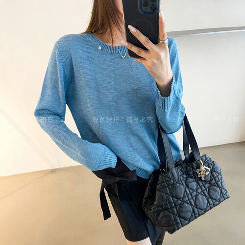 贝壳扣细羊毛针织衫女欧洲站毛衣