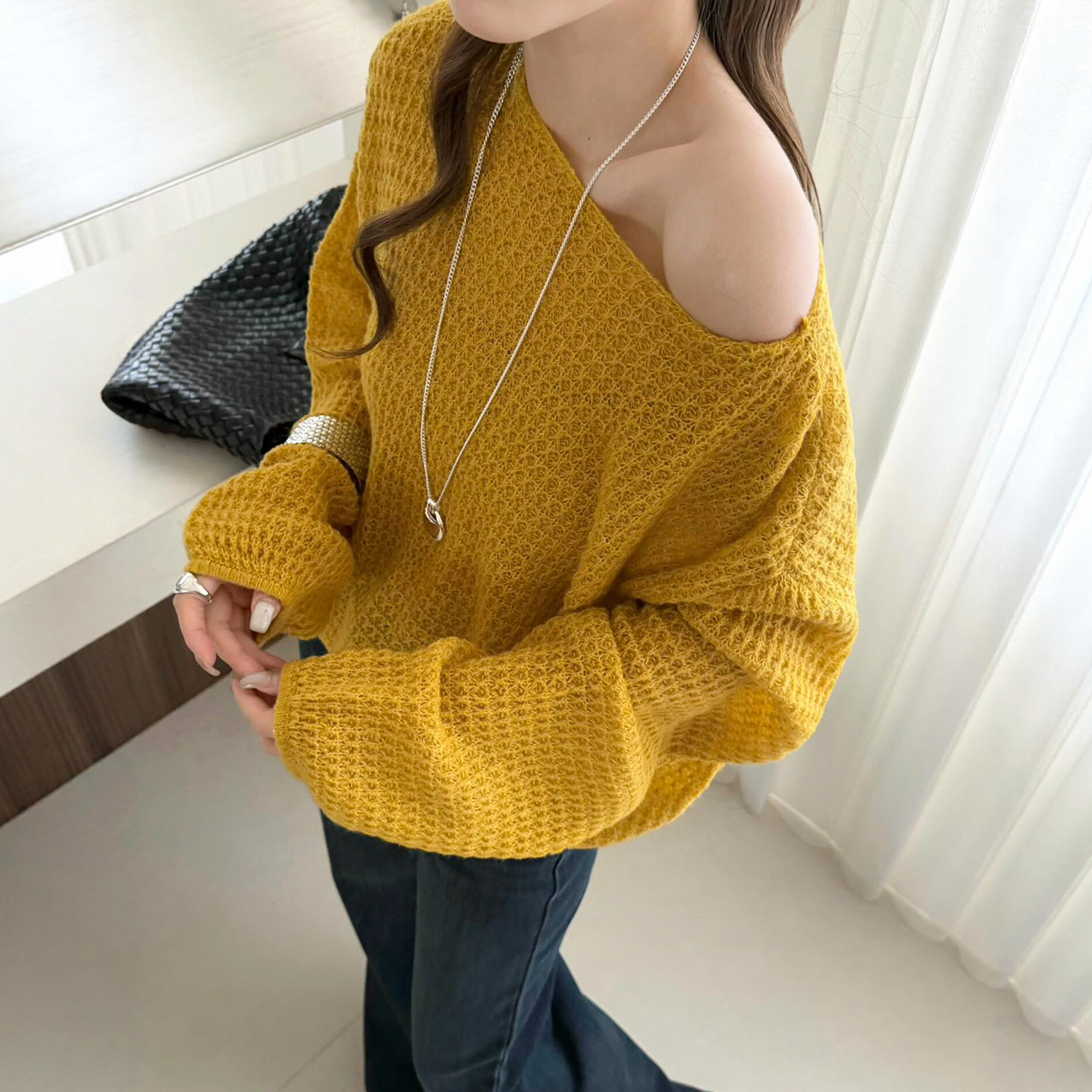 镂空钩花羊驼绒针织衫女欧货毛衣