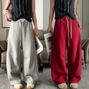 女欧洲站2026春装 休闲裤 新款 时尚 潮 欧货女装 抽绳系带拖地阔腿卫裤