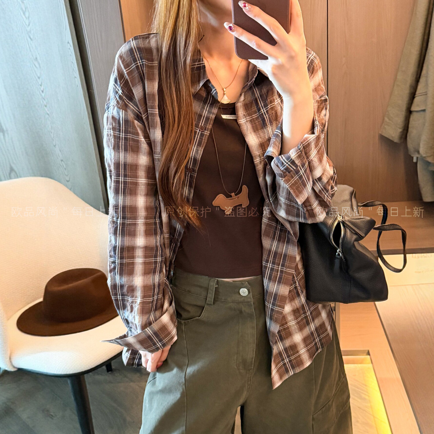 抽绳吊带背心衬衫两件套女欧洲站